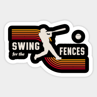 Swing For The Fences Retro Baseball Fun Sticker